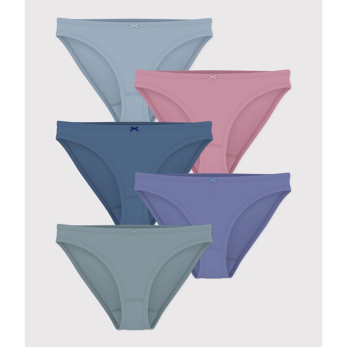 Pack of 5 Cotton Briefs blue/pink/green set, PETIT BATEAU