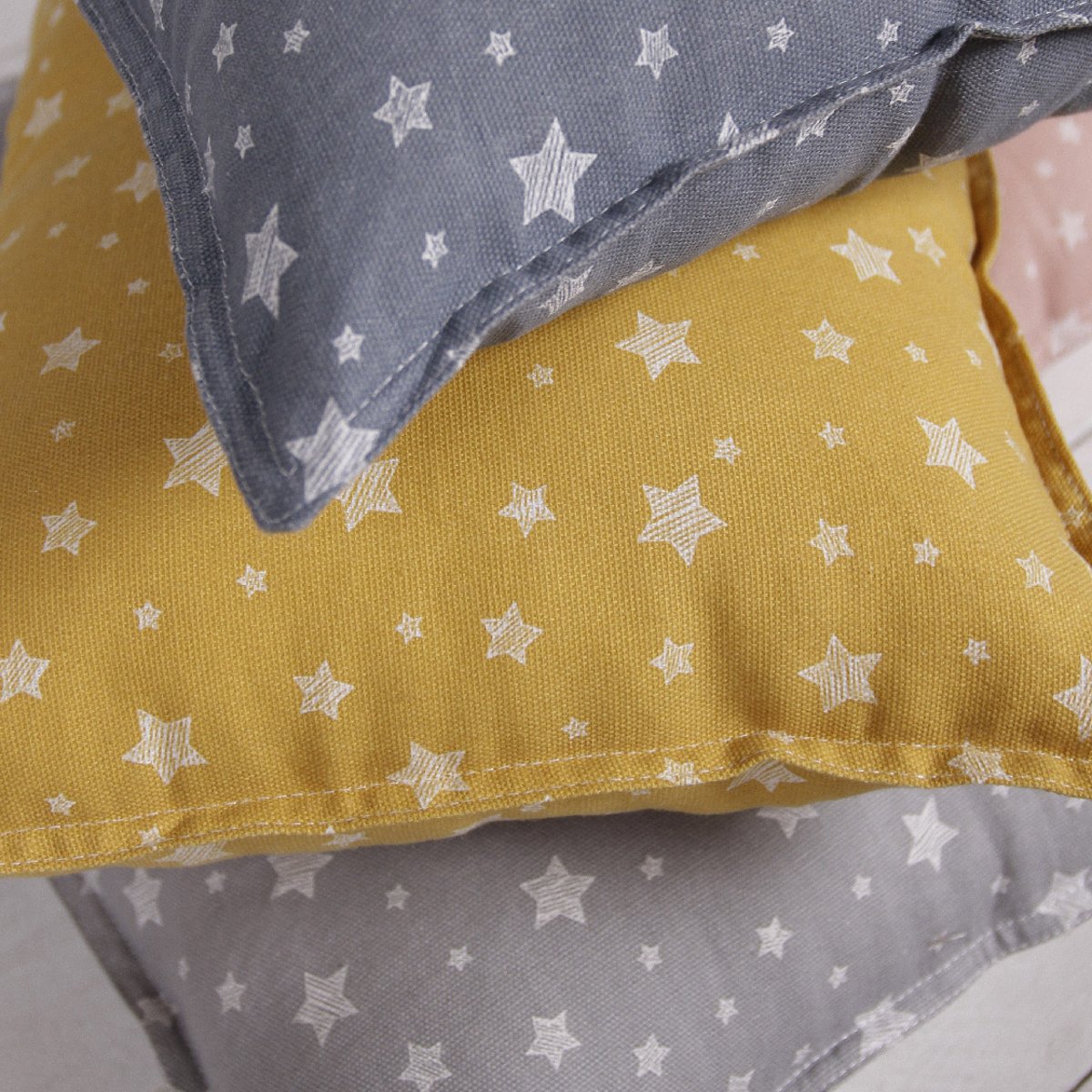 Lot de 2 Coussins décoration coton imprimé étoiles STELLA bleu, TODAY
