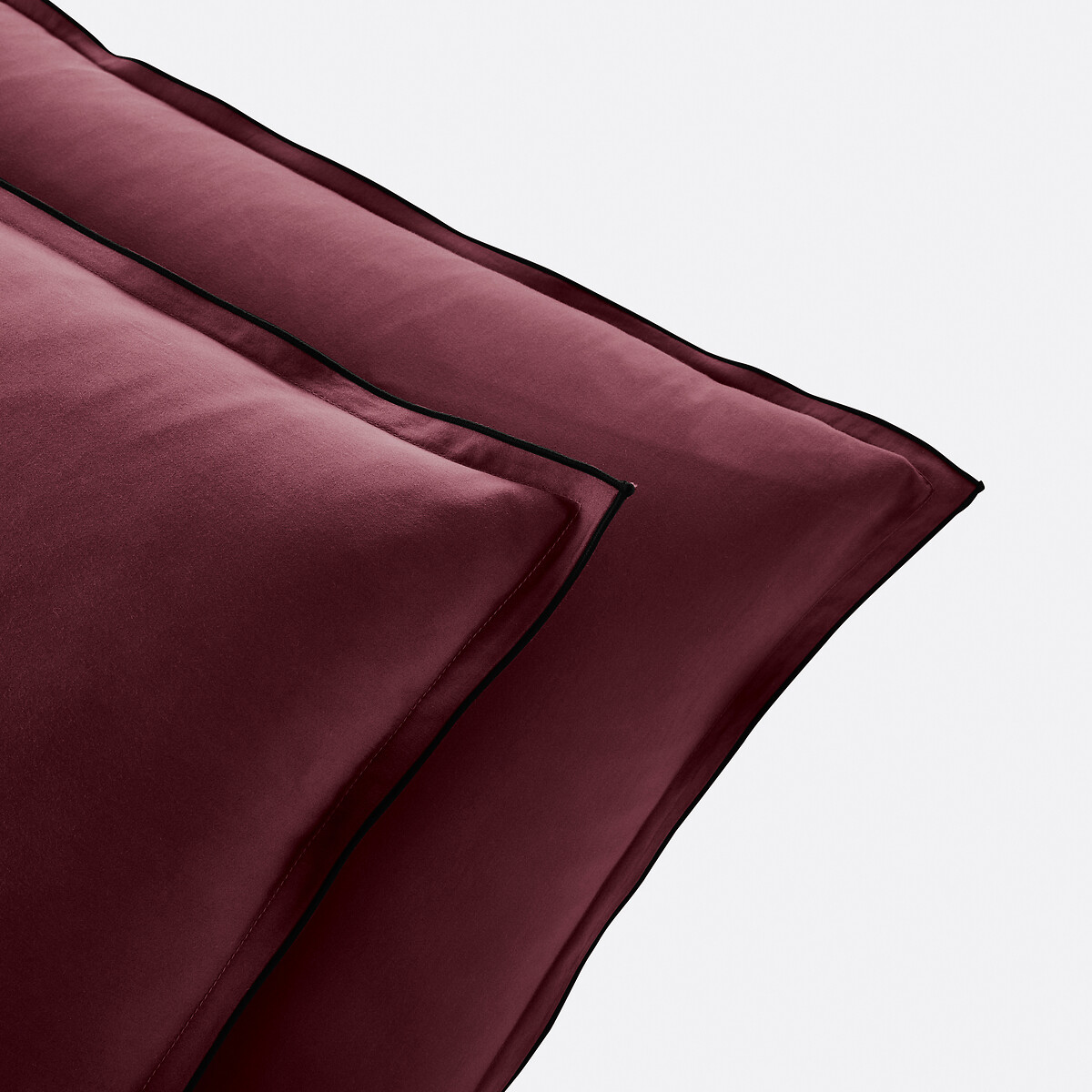 Funda de almohada de satén de algodón lavado de 300 hilos, VICTOR uni burdeos, LA REDOUTE INTERIEURS