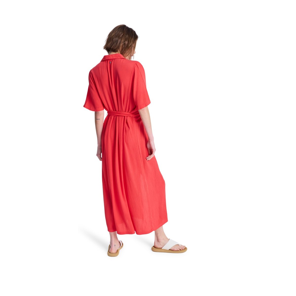 Robe chemise ISLAND ESCAPE SOLID. rouge hibiscus, ROXY