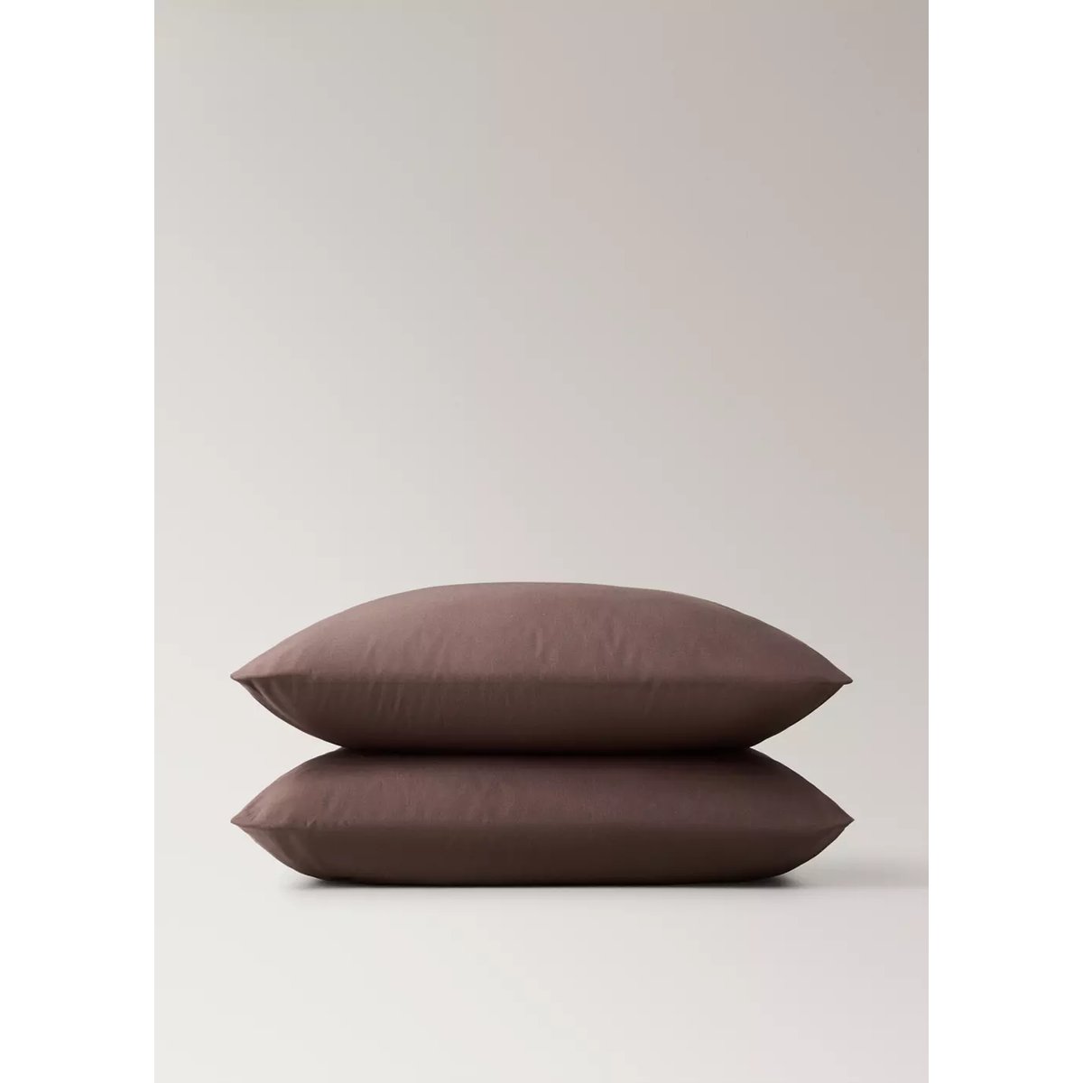 Deux taies d’oreiller percale de coton 60x60 cm marron, MANGO HOME