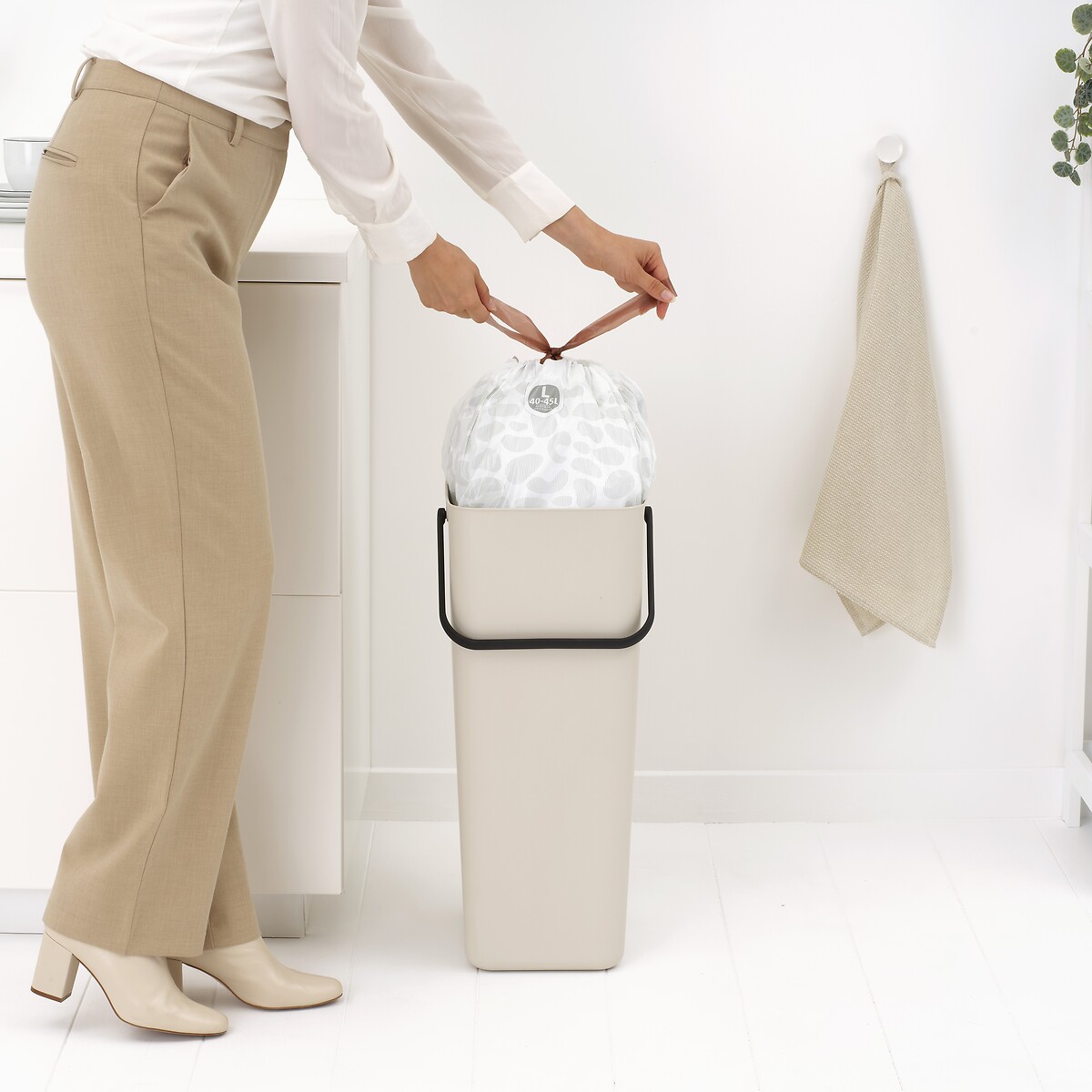 Poubelle de tri Sort & Go 40L soft beige, BRABANTIA