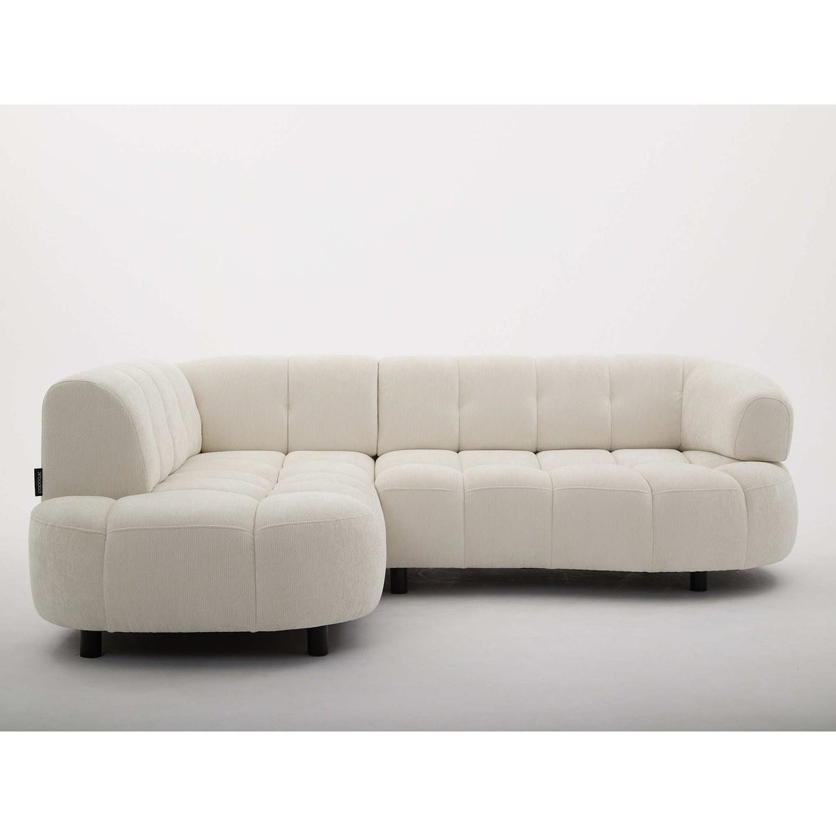 Canapé d'angle convertible 3 places en tissu lisse, LOVELY beige, BOBOCHIC