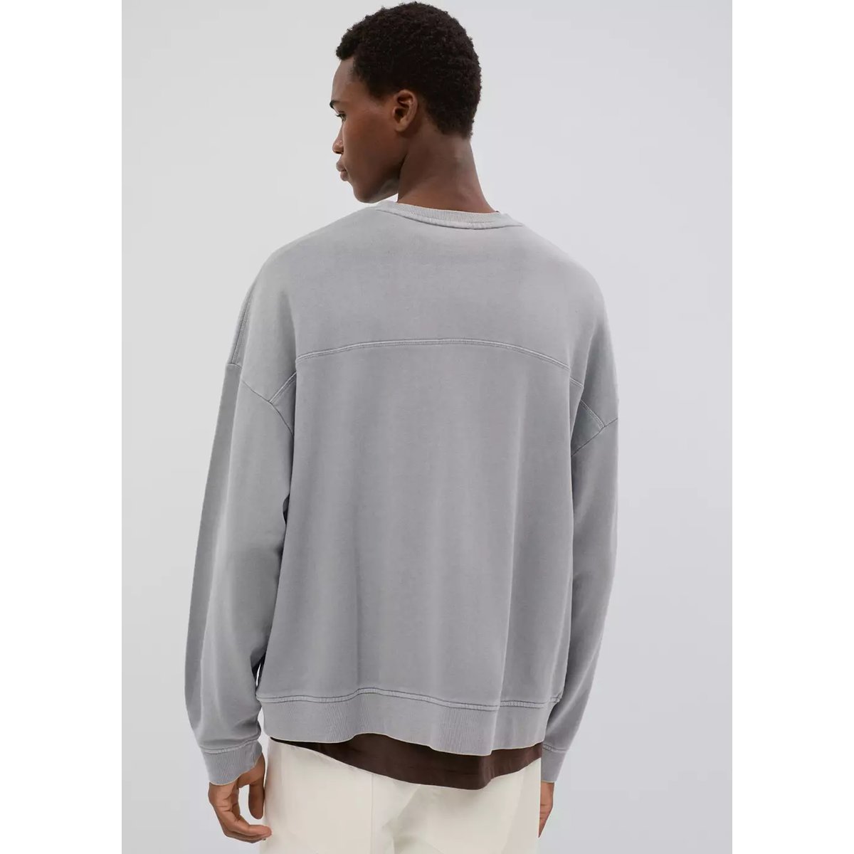Sweat coton détail empiècement gris, MANGO TEEN