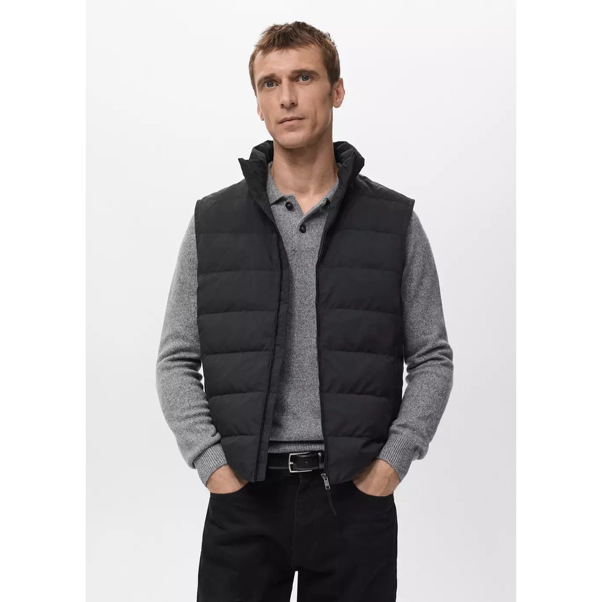 Gilet matelassé rembourrage duvet et plumes noir, MANGO MAN