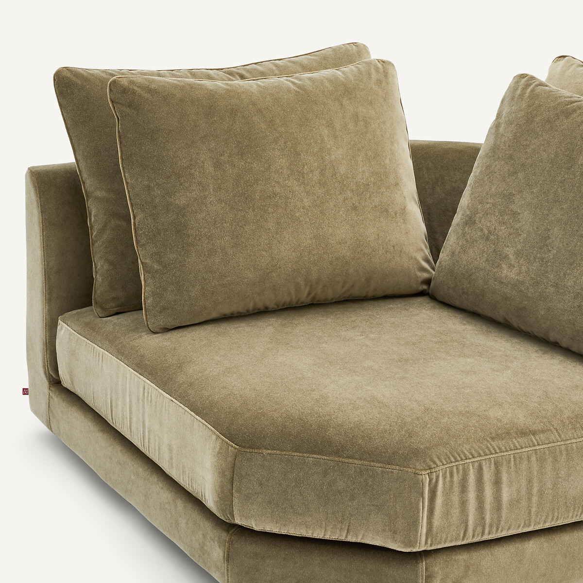 Canapé d'angle modulable en velours de lin, TIBERIO tilleul, AM.PM