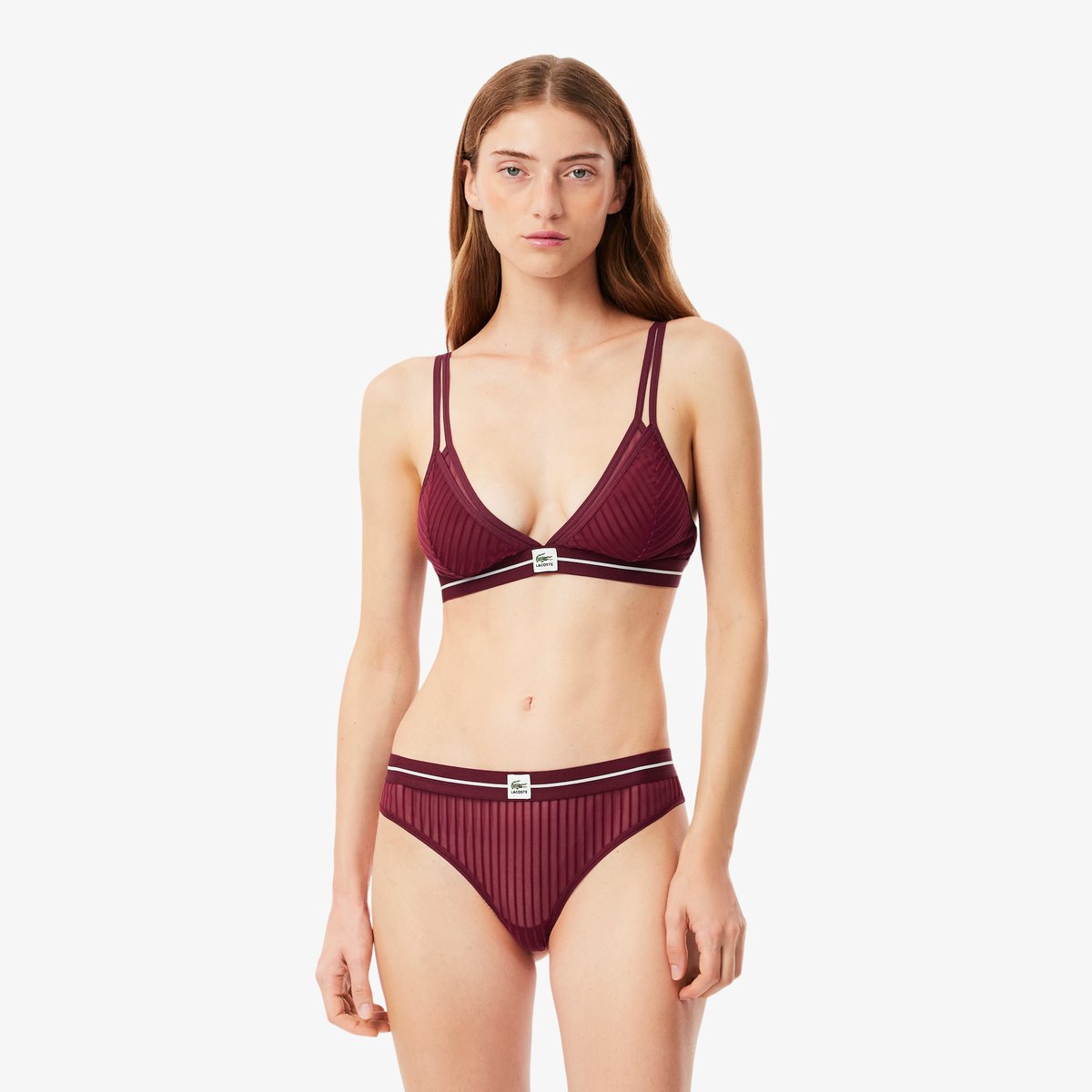 String mesh rayé velours rouge-drd, LACOSTE