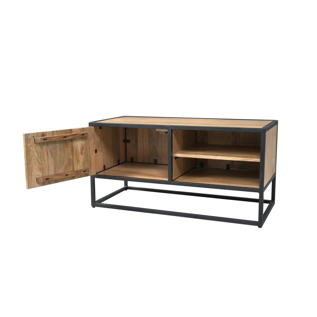 Meuble TV bois et métal 1 porte RIVANO bois clair, PIER IMPORT
