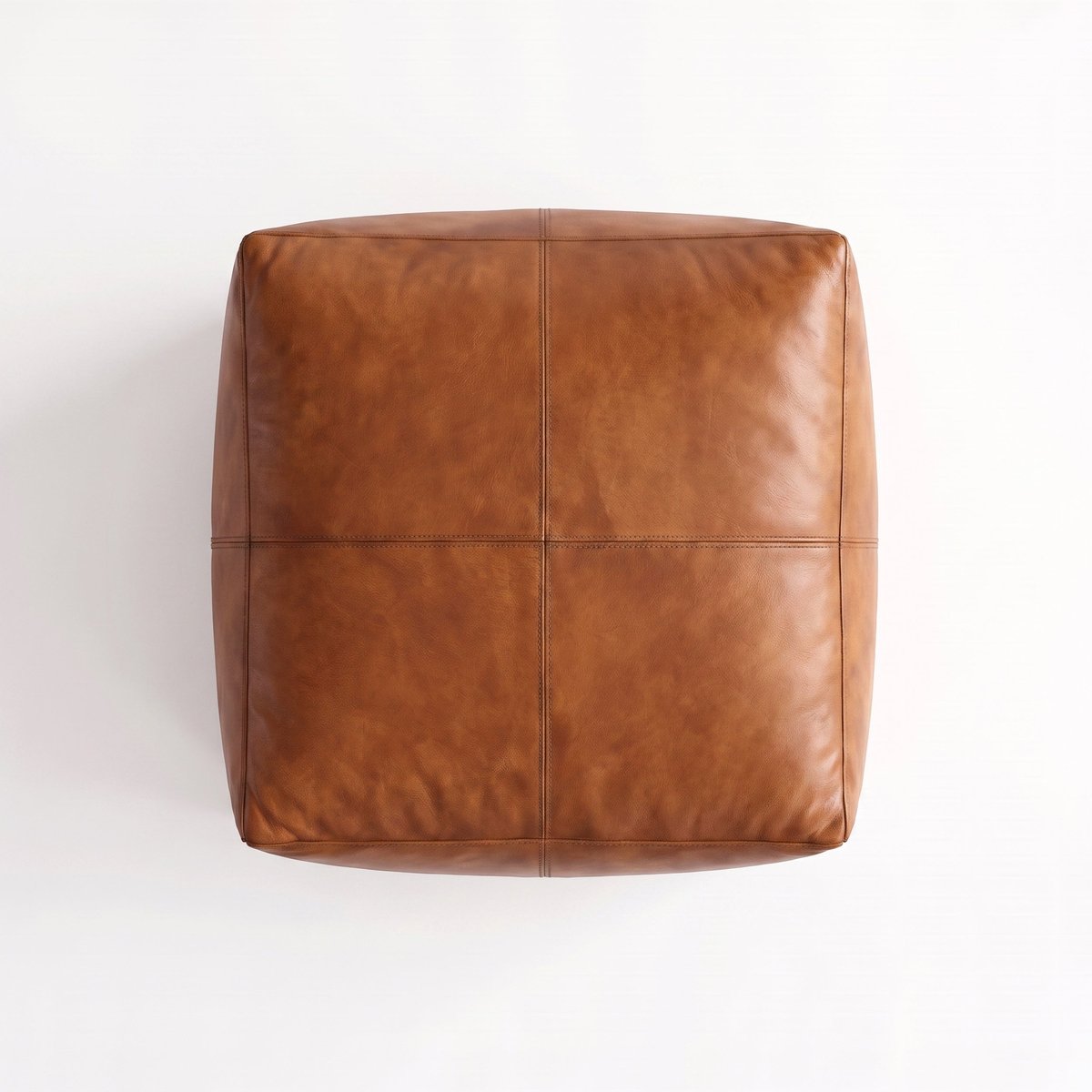 Pouf rectangulaire en cuir de buffle - AUGUSTIN marron, MAISON PAVANE