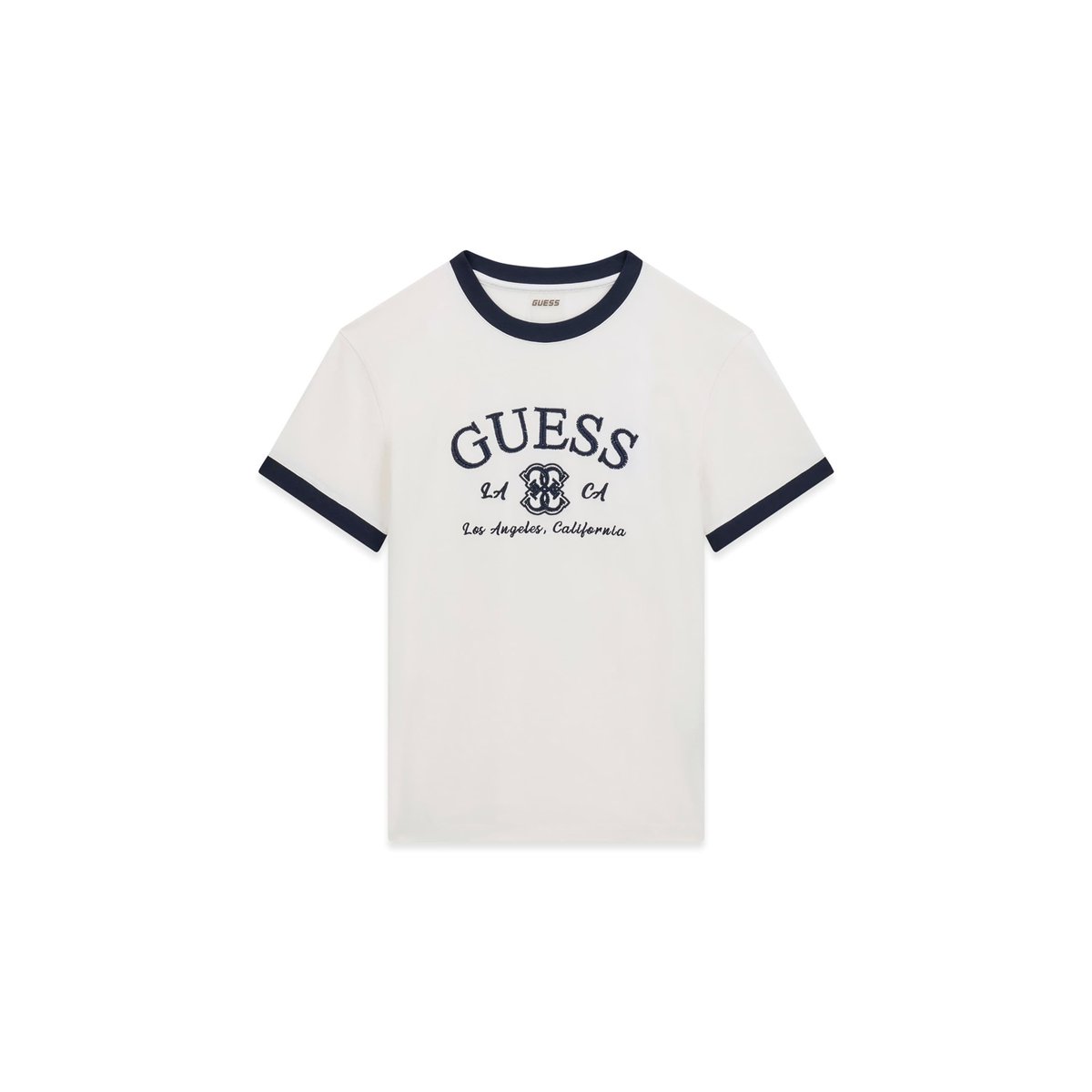 T-Shirt Avec Logo Brodé blanc, GUESS