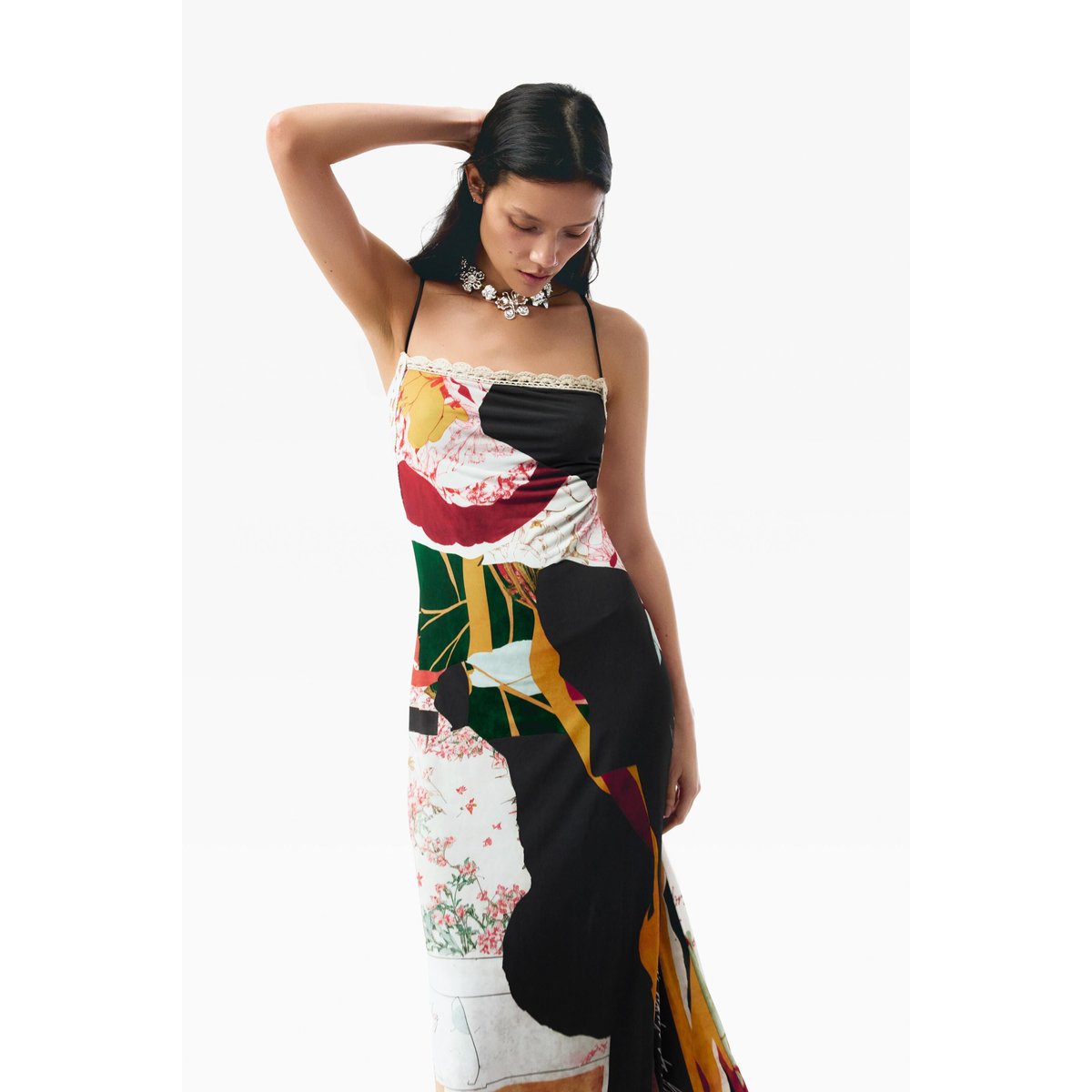 Robe à bretelles en maille noir, DESIGUAL