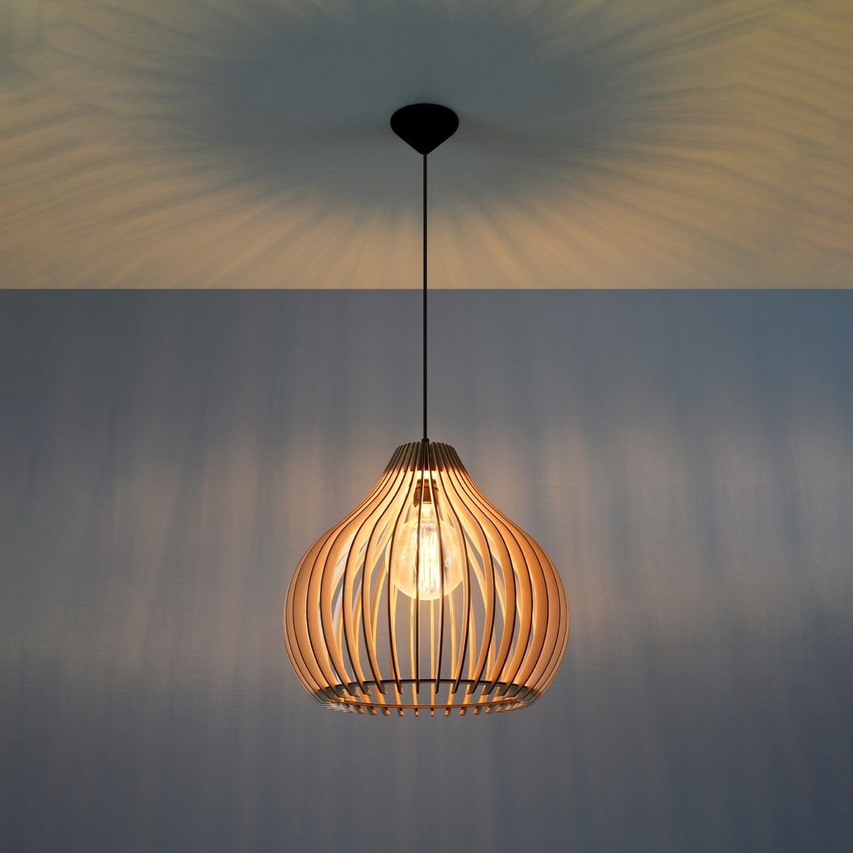 Suspension Bois Bois Naturel E27 1 Aprilla marron, EDEN