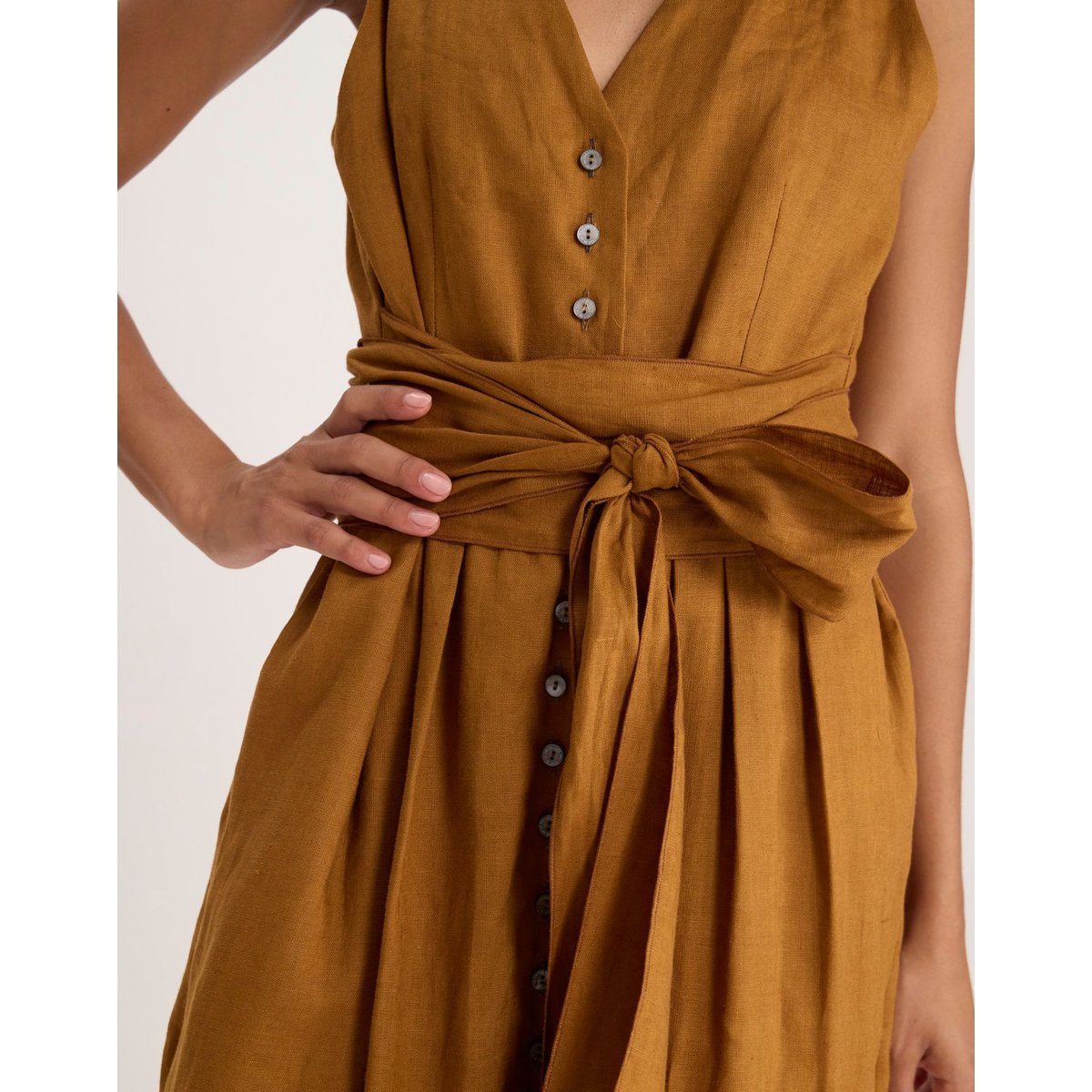 Robe Ambre en lin marron, INES DE LA FRESSANGE PARIS