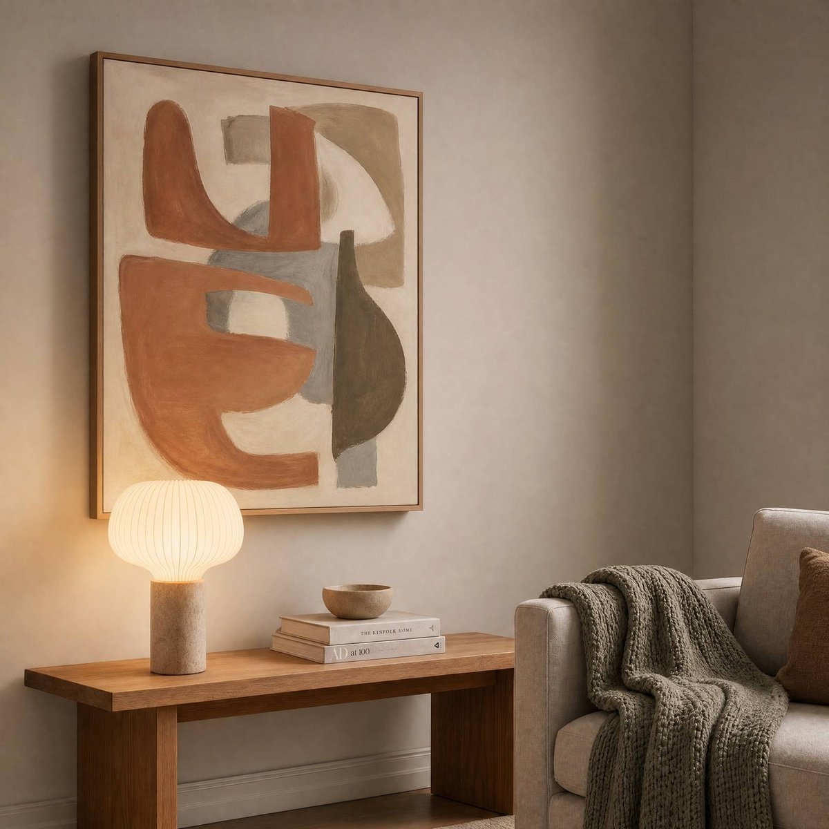 Lampe à poser en textile scandinave, Eloise blanc, beige, LUCANDE