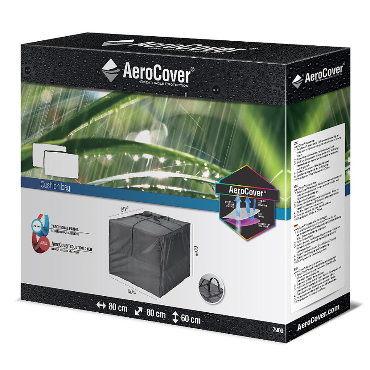 Garden Cushion Bag Cover 80x80x60cm grey, AEROCOVER