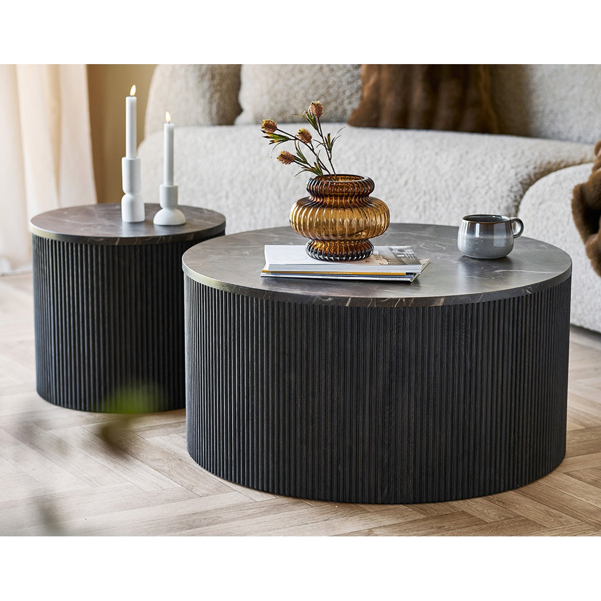 Table basse plateau effet marbre, FINN marron, BEST MOBILIER