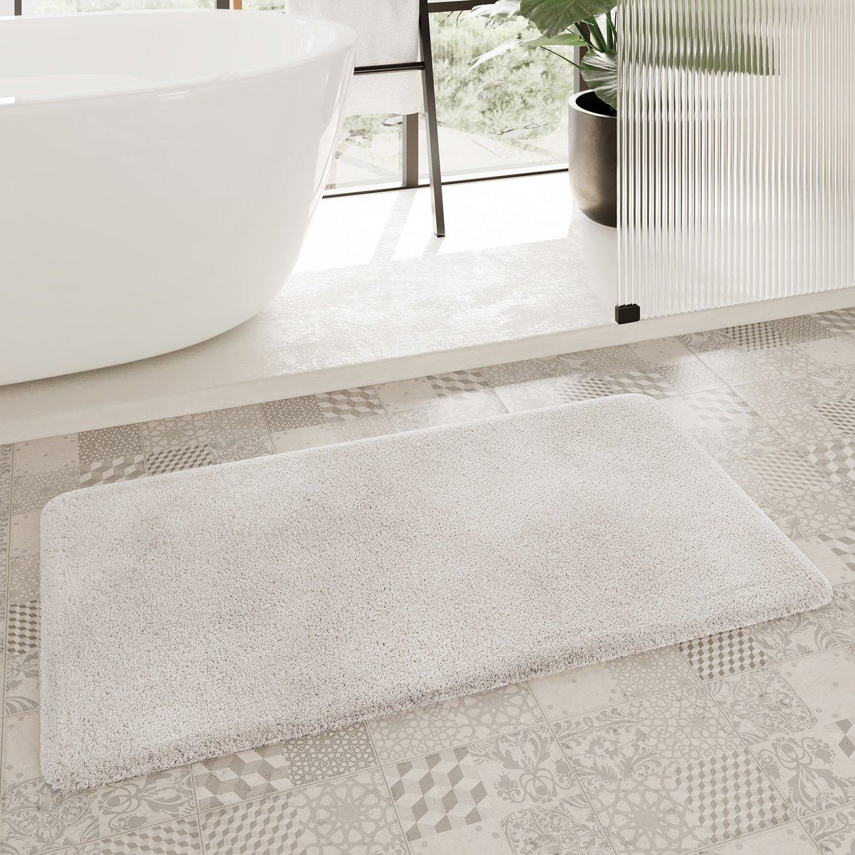 Tapis de bain microfibre antidérapant ,  Porto Azzurro ivoire, HOMIE LIVING