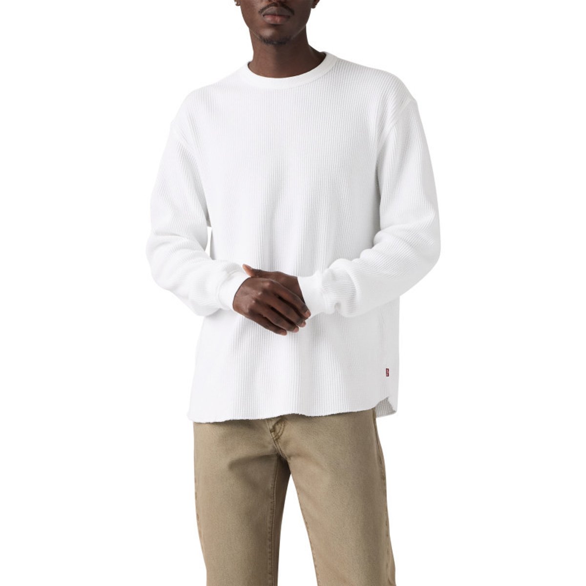 T-shirt en coton blanc à coupe droite pourvu de manches longues blanc, LEVI'S