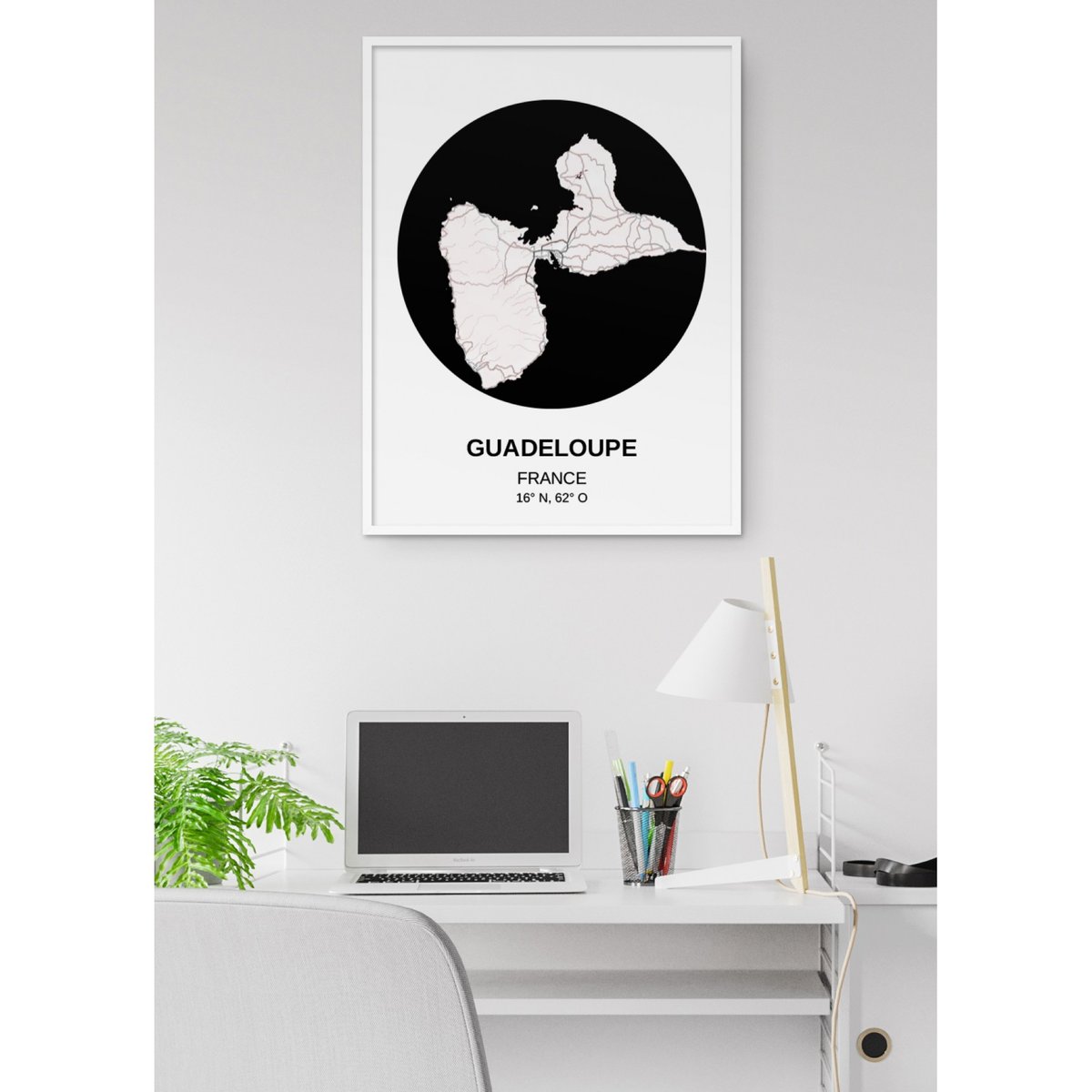 Affiche Carte Guadeloupe blanc, L'AFFICHERIE