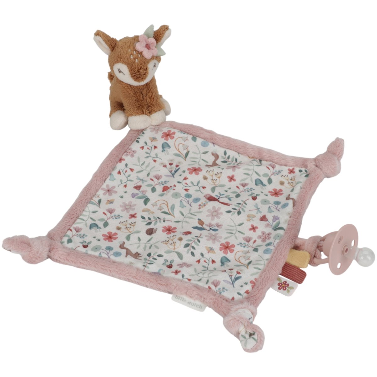 Doudou attache sucette rose, vert, multicolore, marron, LITTLE DUTCH