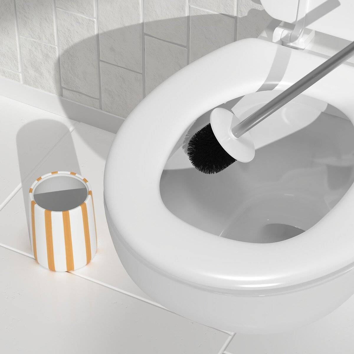 Brosse WC rayures STRIO jaune, 5FIVE SIMPLY SMART