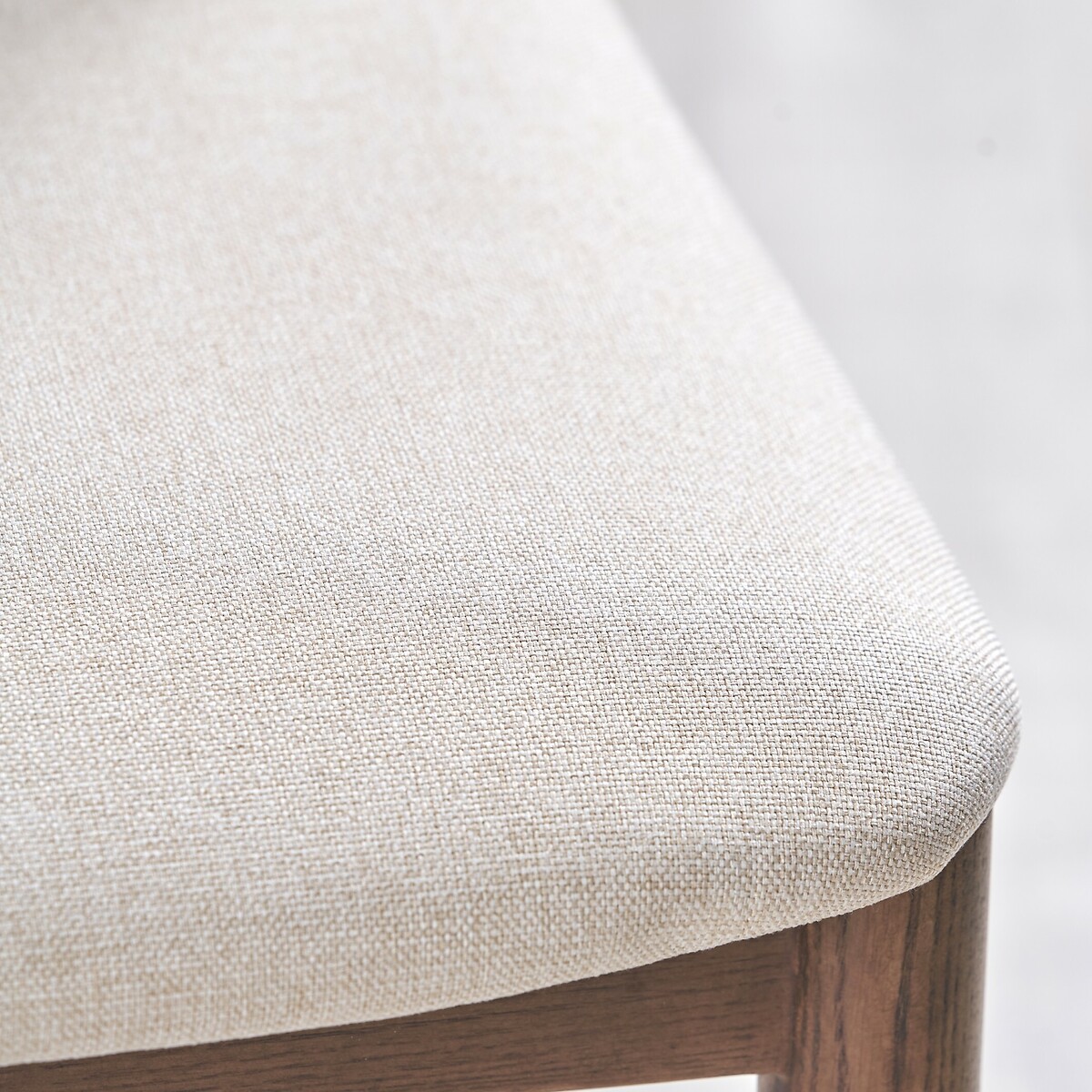 Elion Mid-Century Linen & Ash Wood Curved Back Dining Chair dark wood, ÉDITÉ