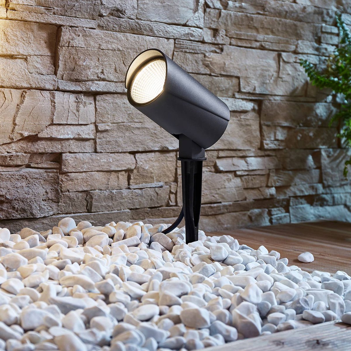 Lampe à planter en aluminium moderneLED gris foncé, LUCANDE