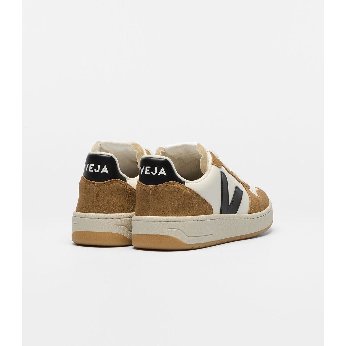 Baskets en cuir V-10 PRIME blanc/camel, VEJA