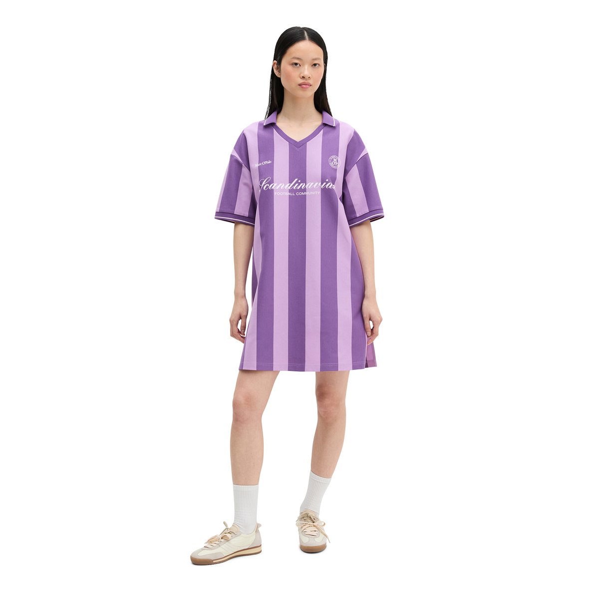 MOP Club '67 Football Maillot Dress, Striped en jersey interlock violet, MARC O'POLO