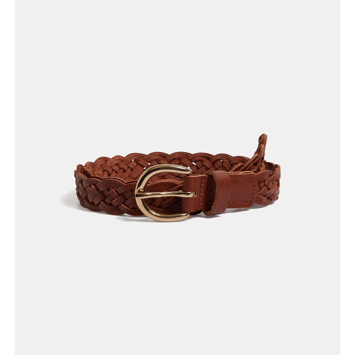 Ceinture iris cuir tressé camel, GALERIES LAFAYETTE