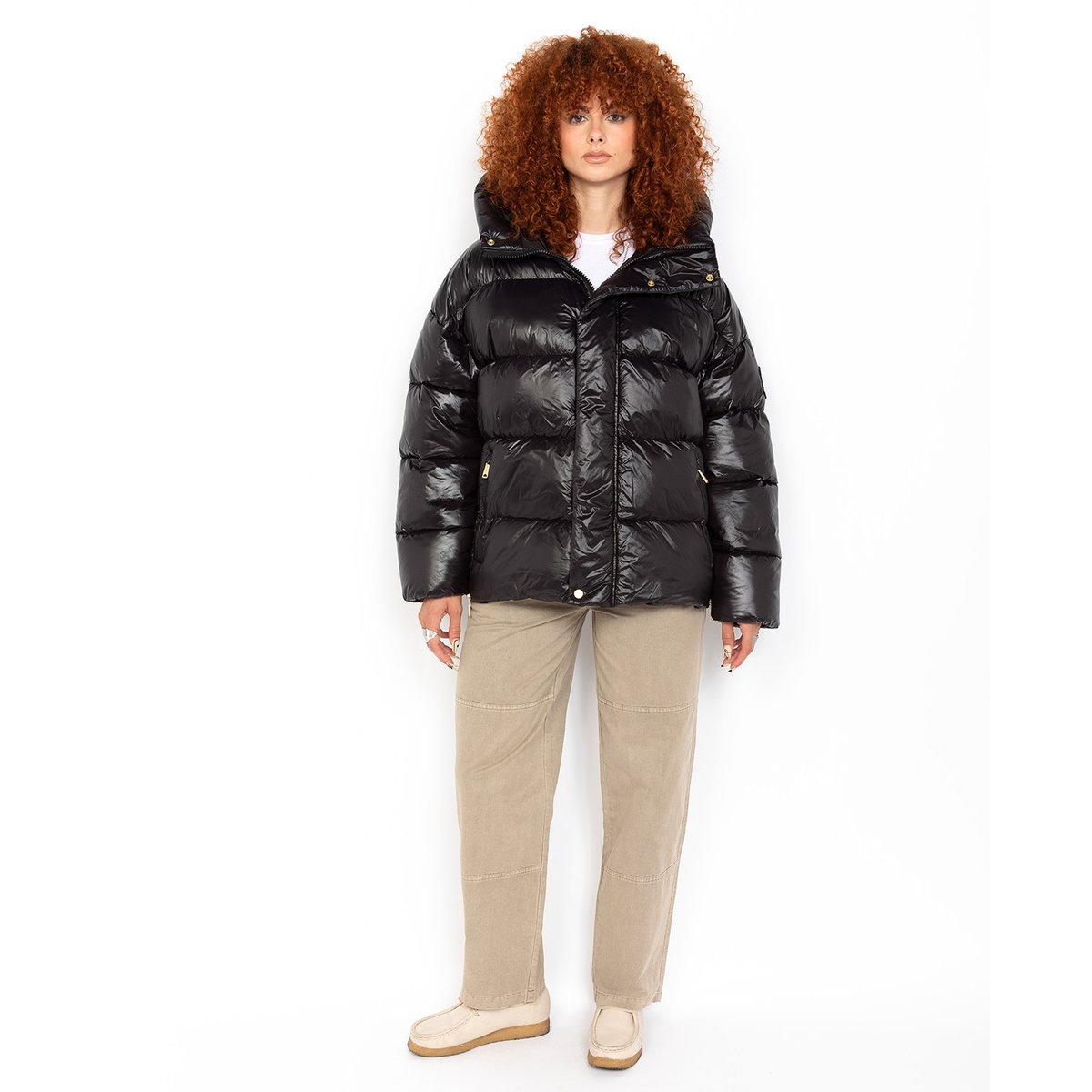 Doudoune oversize zippée, SCHOTT noir, SCHOTT