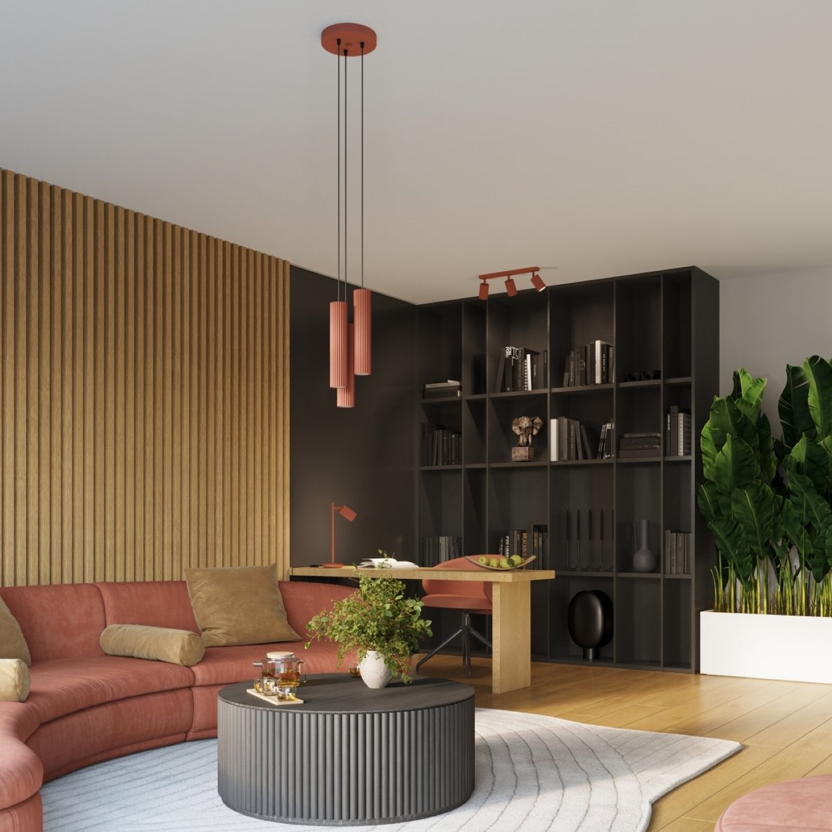 Plafonnier Aluminium Ocre Rouge GU10 3 Karbon Line rouge, EDEN