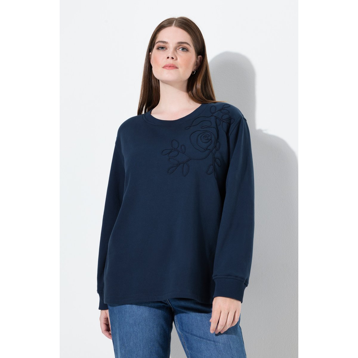 Sweat-shirt en coton bio marine, ULLA POPKEN