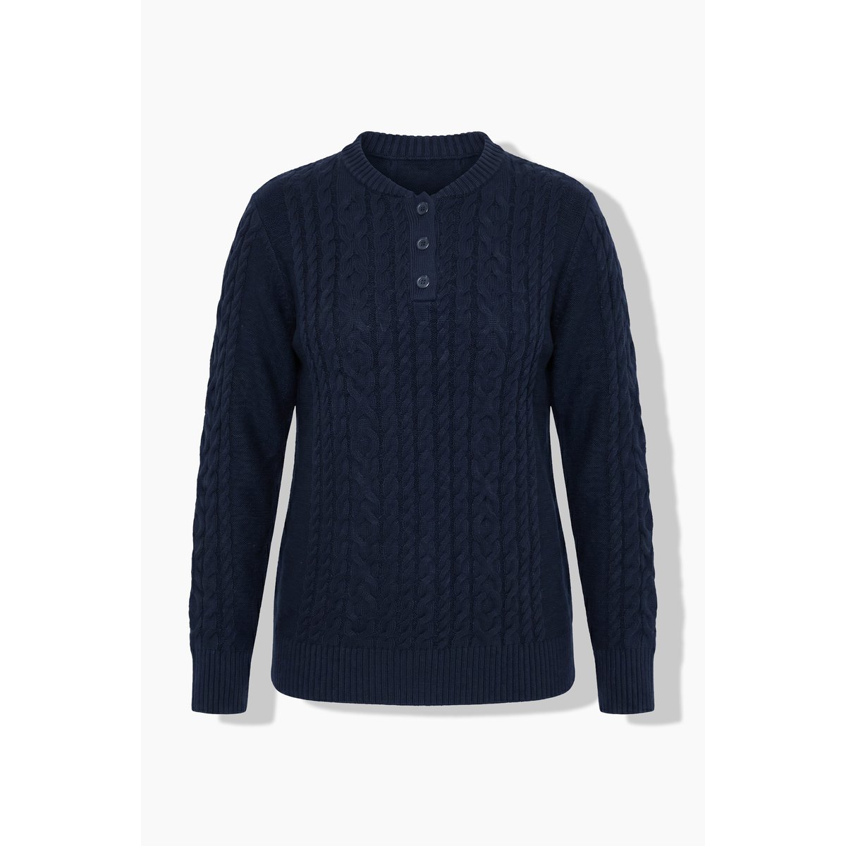 Pull camionneur en maille, motif torsadé marine, ULLA POPKEN