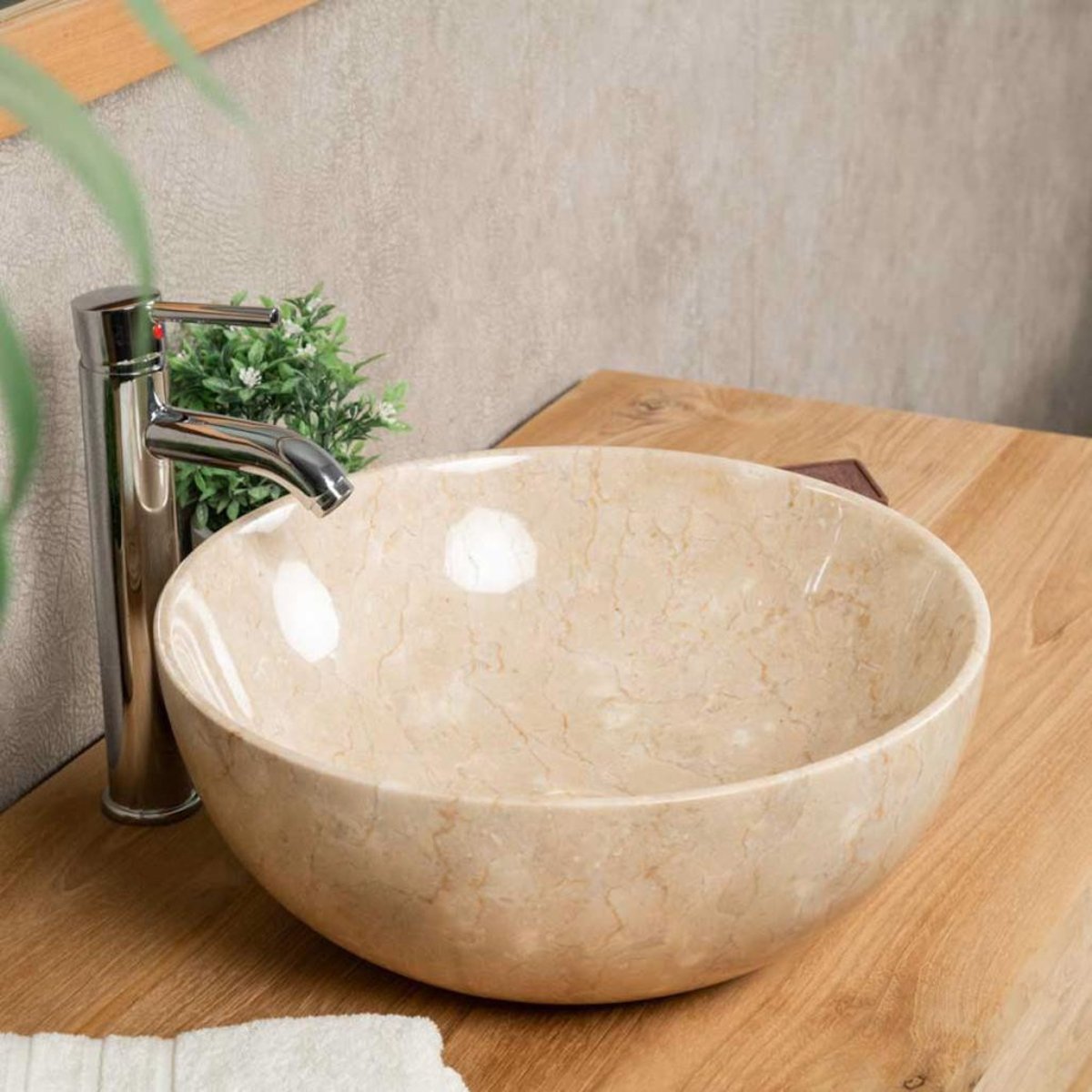 Vasque ronde à poser 40 cm LÉA crème, WANDA COLLECTION