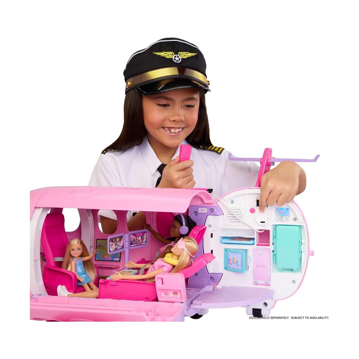 Barbie Dream Land - Avion de rêve avec microphone fonctionnel rose, MATTEL