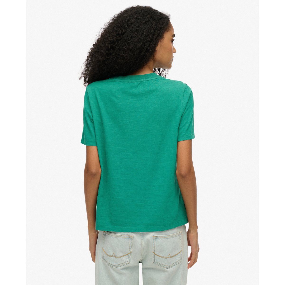 T-shirt délavé à logo Essential vert alpin, SUPERDRY