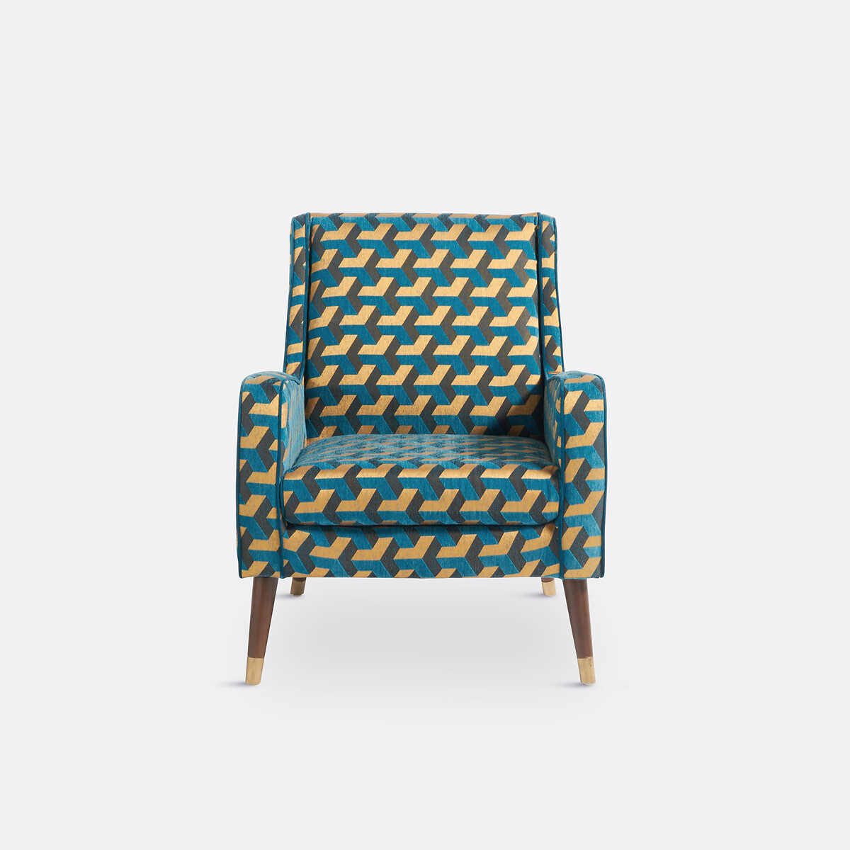 Fauteuil, en velours, (Y) motif bleu/jaune, LA REDOUTE INTERIEURS