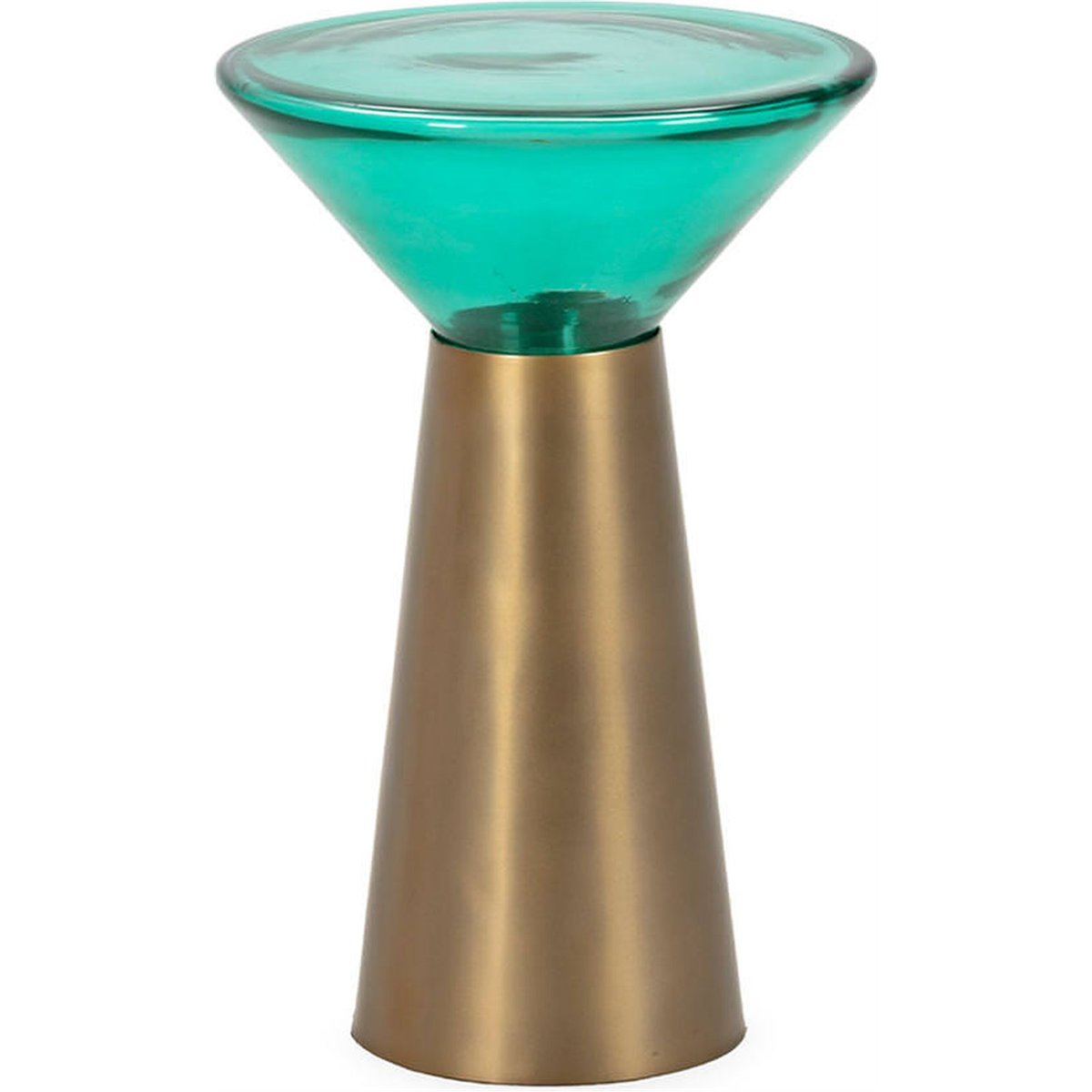 Table d'appoint en verre et métal doré et turquoise, RECOLLECTION