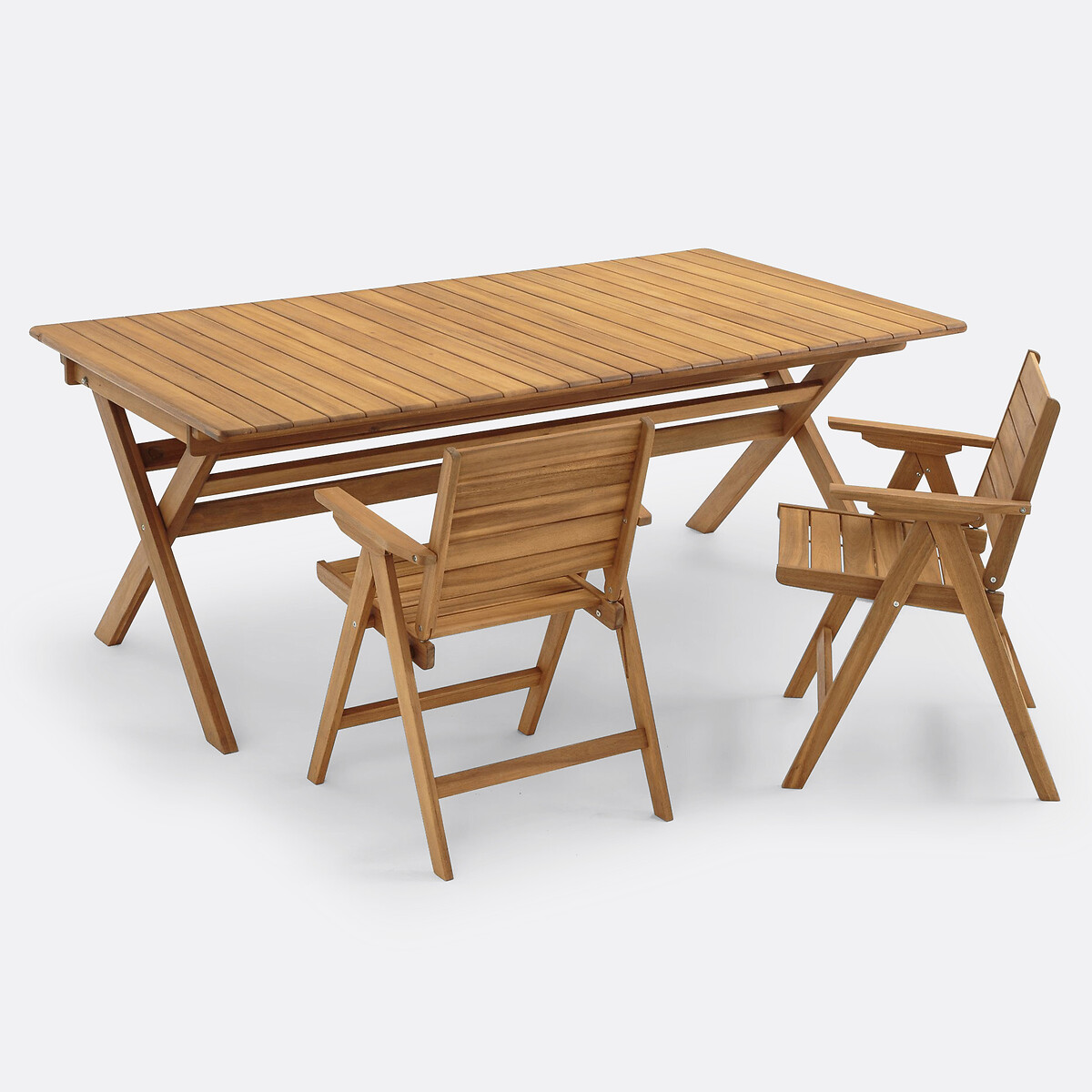 2 fauteuils pliants Réalto, en acacia acacia, LA REDOUTE INTERIEURS