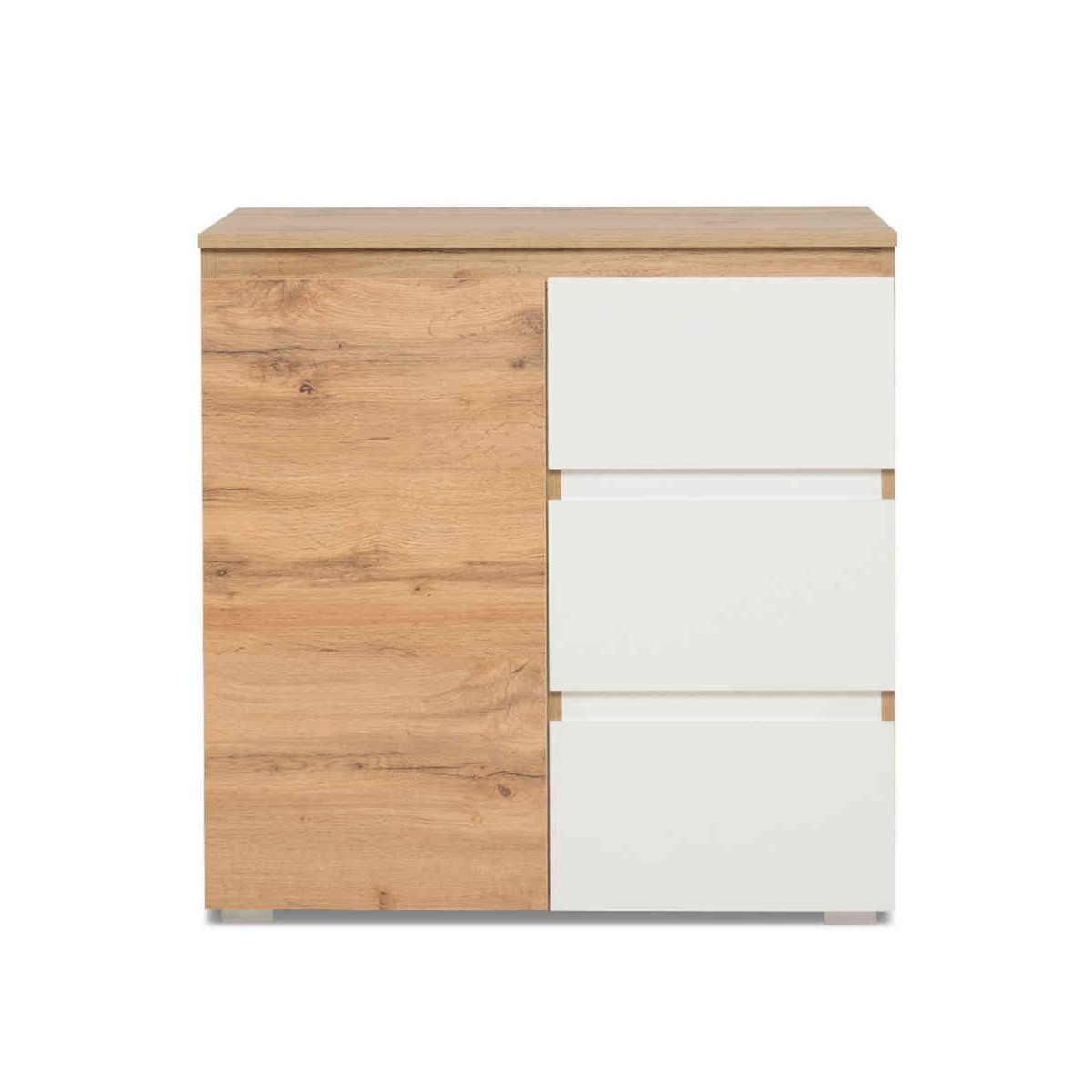 Commode 1 porte 3 tiroirs naturel, TERRE DE NUIT