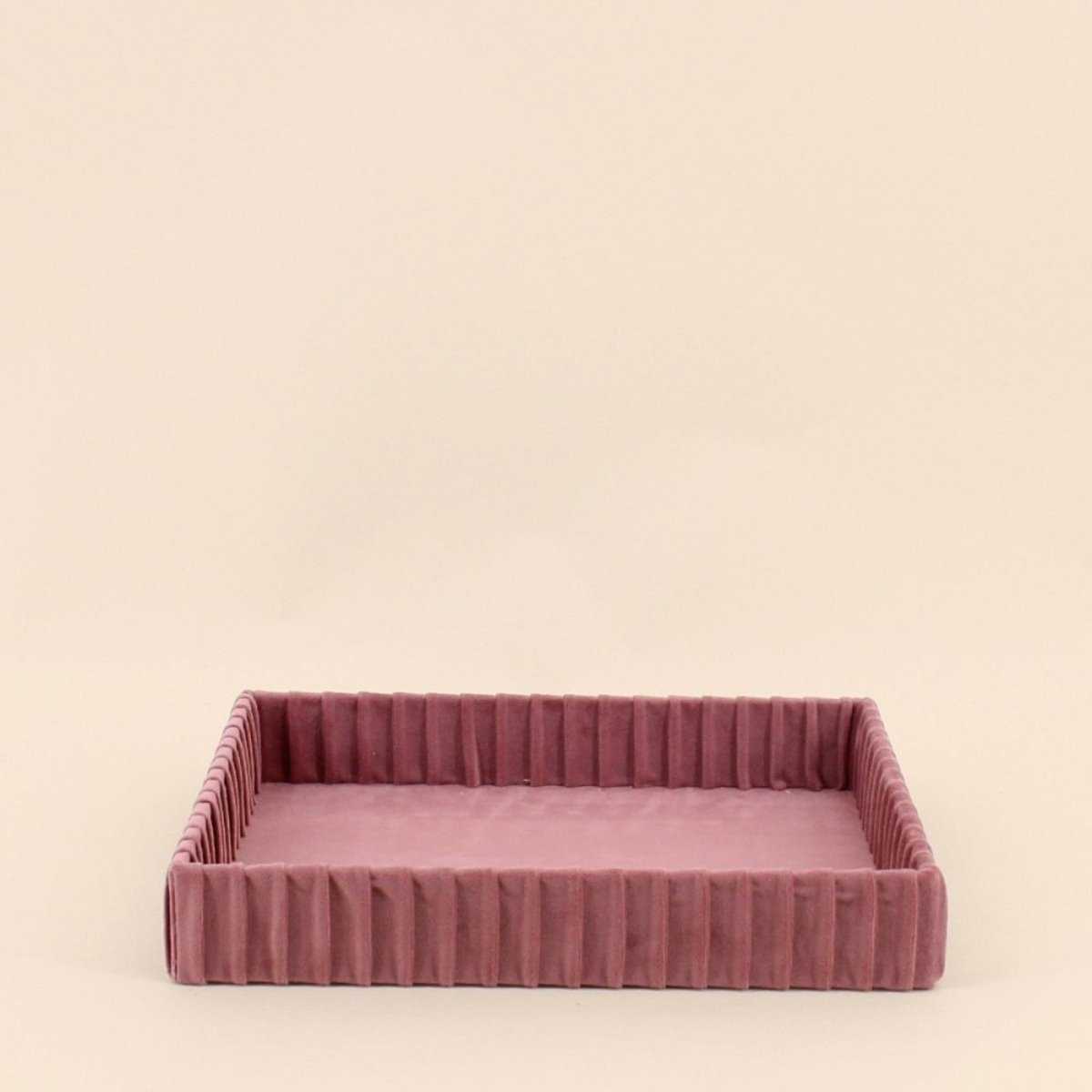 Set de 2 plateaux à bijoux en velours plissé rose, ORNAMI