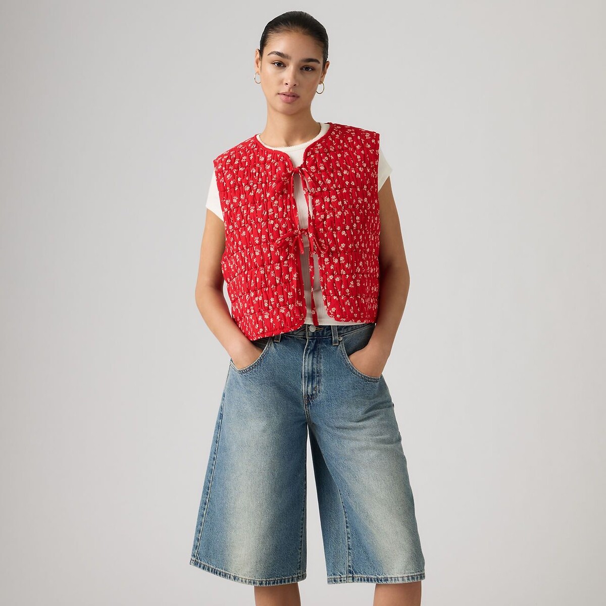 Veste sans manches à nouer imprimé rouge, LEVI'S