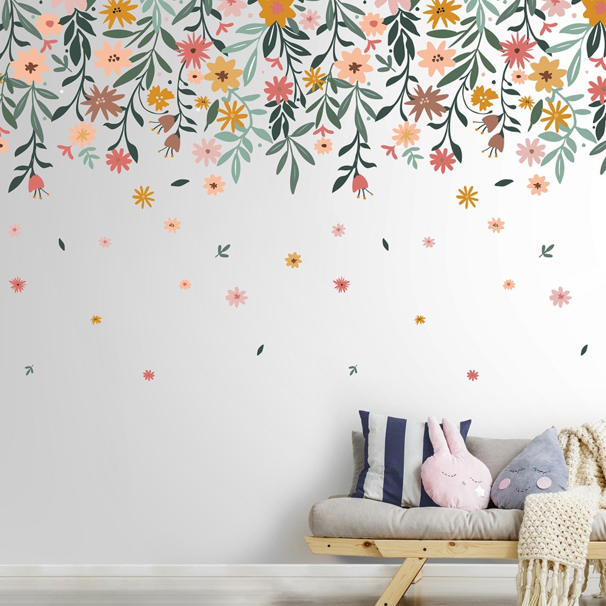 Papier peint panoramique Maeva raccordable à l'infini vert, ocre, corail, ART FOR THE HOME