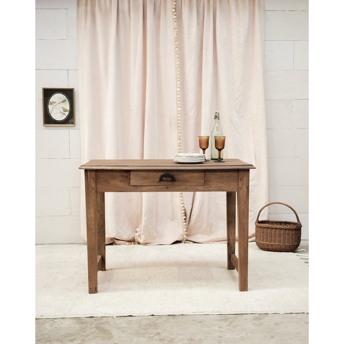 Petite table à manger en bois massif Romy N°1546 - Bon état bois foncé, DEBONGOUT