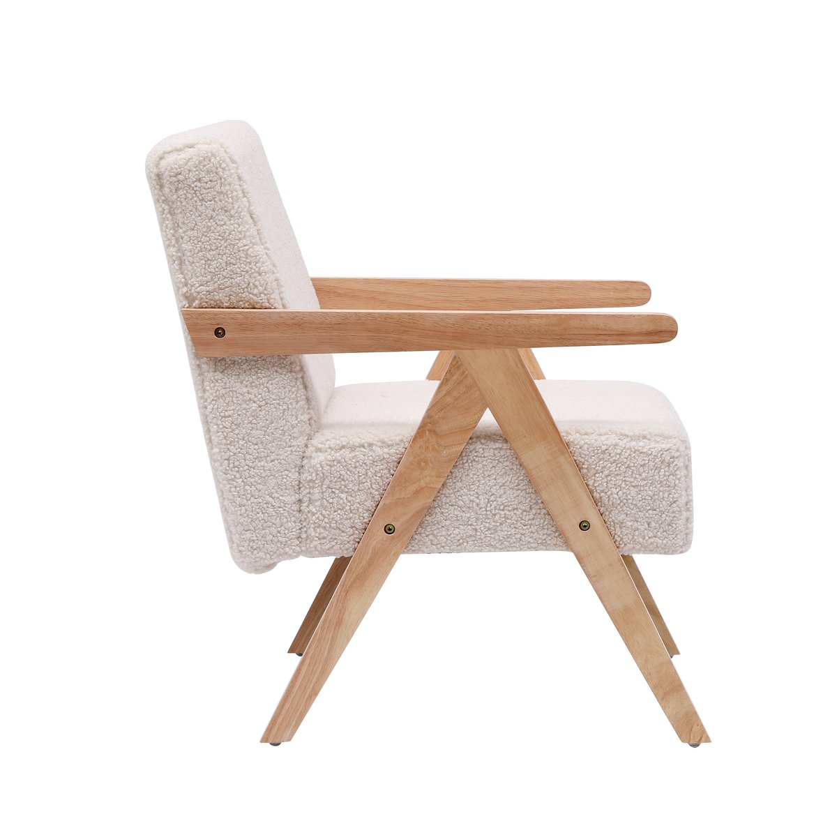 Fauteuil de salon en bouclette, SANTAREM blanc cassé, NORDLYS