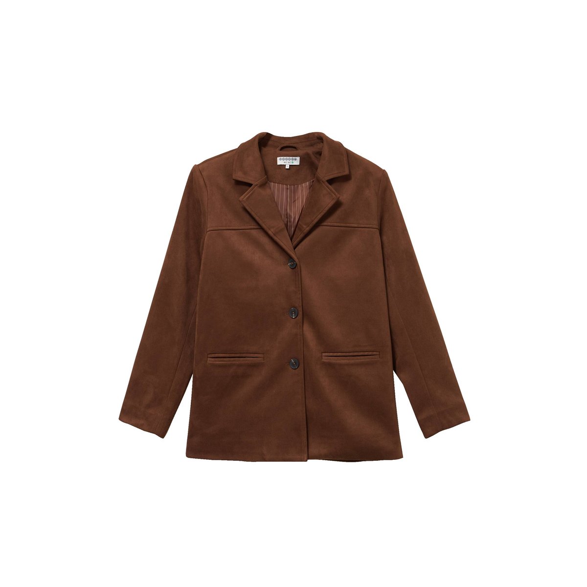 Blazer col tailleur manches longues marron foncé, BONOBO