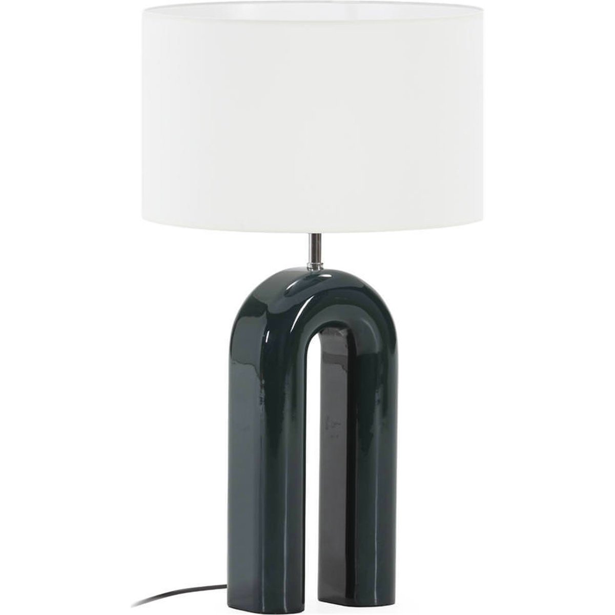 Lampe de table sculpturale en résine laquée vert foncé brillant et noir, RECOLLECTION