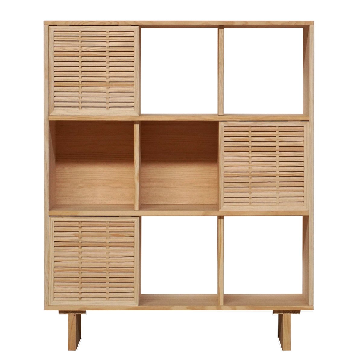 Bibliothèque en pin massif verni MORELL bois clair, NAAN FURNITURE