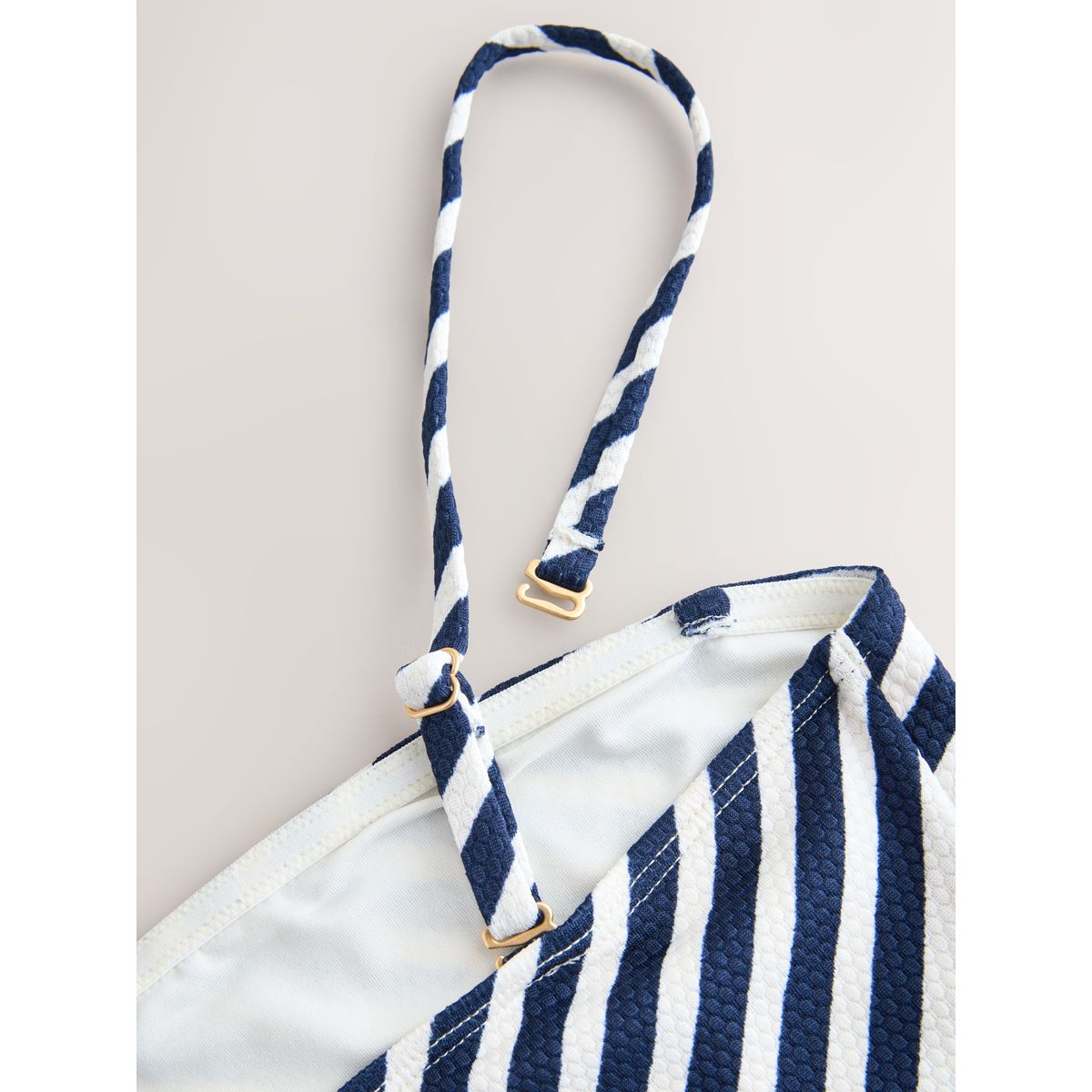 Haut de bikini bandeau long rayures piqué blanc/bleu, NEXT